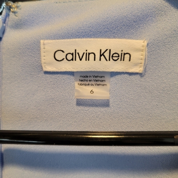 NWT Calvin Klein Pleated Shift 3/4 Sleeve Ruched A-Line Dress Blue Serene - Picture 11 of 11